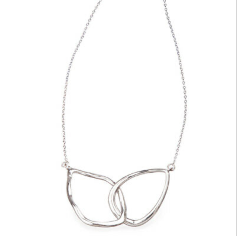 Chloe + Isabel Interlocking Double Oval Teardrop Necklace N048 Silver Plated - Deal of the Month