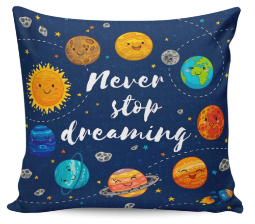 Planet Throw Pillow Case Solar System Star Dark Blue Square Cushion Cover 16'' - deal of month